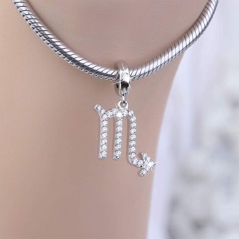 GNOCE Scorpio Charms Pendant Sterling Silver Signs You are Zodiac Sign Dangle Charms with Cubic Zirconia fit for Bracelet/Necklace Women in Kuwait