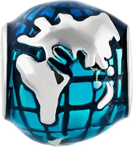 KunBead Blue Ocean Earth Map Love Travel Bead Charms Compatible with Pandora Bracelet Necklace Birthday Jewelry Gifts for Women in Kuwait