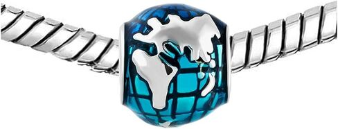 KunBead Blue Ocean Earth Map Love Travel Bead Charms Compatible with Pandora Bracelet Necklace Birthday Jewelry Gifts for Women in Kuwait