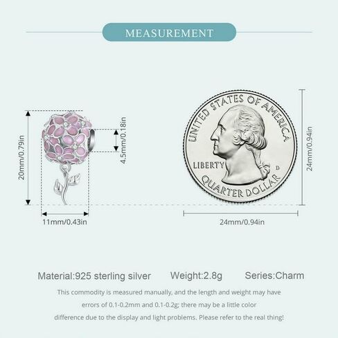 Pink Hydrangea Charm 925 Sterling Silver Charm Fits For Pandora Bracelet Necklace,SCC2738 in Saudi Arabia