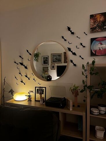 120 Pcs Bats Wall Decor, 3D Bat Halloween Decoration Stickers for Home Decor 4 Size Waterproof Black Spooky Bats for Room Decals Home Decor DIY Wall Decal Bathroom Indoor Party Supplies in Saudi Arabia