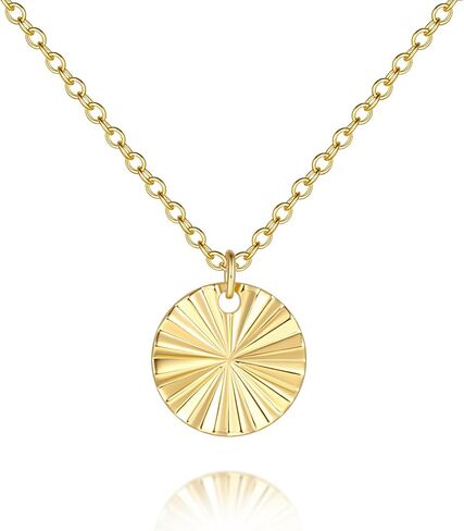 FENIMI 14K Gold Necklace for Women Gold Pendant Necklace for Women Trendy Medallion Radiant Graceful Charm Simple Coin Pendant Necklaces for Womens in Saudi Arabia