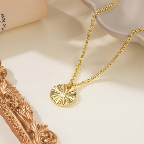 FENIMI 14K Gold Necklace for Women Gold Pendant Necklace for Women Trendy Medallion Radiant Graceful Charm Simple Coin Pendant Necklaces for Womens in Saudi Arabia