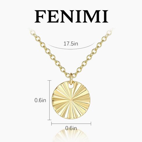 FENIMI 14K Gold Necklace for Women Gold Pendant Necklace for Women Trendy Medallion Radiant Graceful Charm Simple Coin Pendant Necklaces for Womens in Saudi Arabia