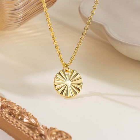FENIMI 14K Gold Necklace for Women Gold Pendant Necklace for Women Trendy Medallion Radiant Graceful Charm Simple Coin Pendant Necklaces for Womens in Saudi Arabia