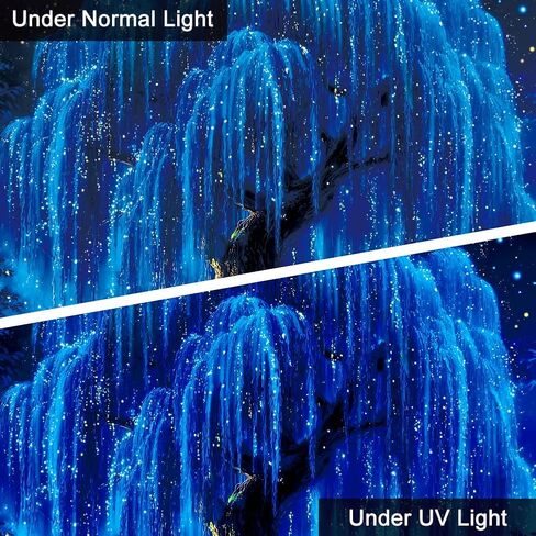 WEBEEDY Dreamy Blue Willow Blacklight Tapestry UV Reactive Galaxy Starry Night Wall Hanging Mystical Aesthetic Tree of Life Home Decor for Bedroom Dorm Wall Art Party Backdrop, 59x51 Inch in Kuwait