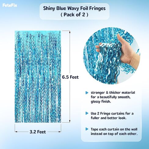 Pack of 2 Blue Wave Blue Streamers - 3.2 x 6.5 Feet | Blue Backdrop for Mermaid Party Decorations, Under the Sea Party Decorations, Ocean Themed Party Decorations in Kuwait