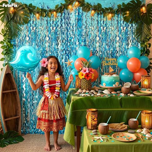 Pack of 2 Blue Wave Blue Streamers - 3.2 x 6.5 Feet | Blue Backdrop for Mermaid Party Decorations, Under the Sea Party Decorations, Ocean Themed Party Decorations in Kuwait