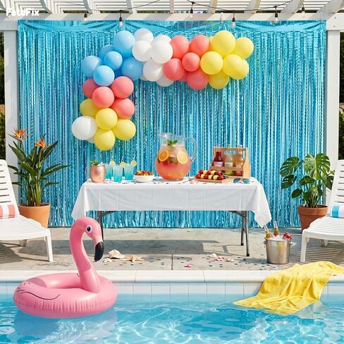 Pack of 2 Blue Wave Blue Streamers - 3.2 x 6.5 Feet | Blue Backdrop for Mermaid Party Decorations, Under the Sea Party Decorations, Ocean Themed Party Decorations in Kuwait