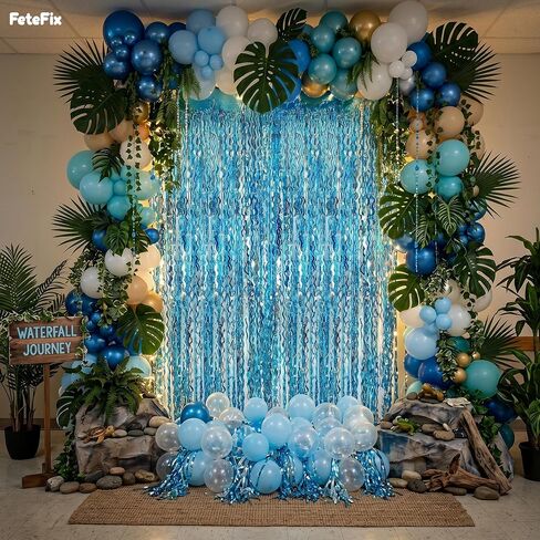 Pack of 2 Blue Wave Blue Streamers - 3.2 x 6.5 Feet | Blue Backdrop for Mermaid Party Decorations, Under the Sea Party Decorations, Ocean Themed Party Decorations in Kuwait