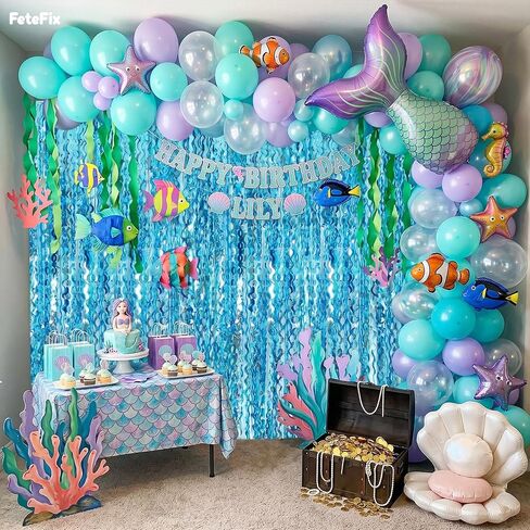 Pack of 2 Blue Wave Blue Streamers - 3.2 x 6.5 Feet | Blue Backdrop for Mermaid Party Decorations, Under the Sea Party Decorations, Ocean Themed Party Decorations in Kuwait