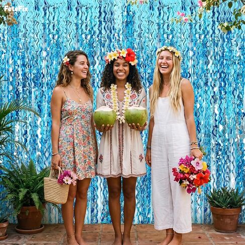 Pack of 2 Blue Wave Blue Streamers - 3.2 x 6.5 Feet | Blue Backdrop for Mermaid Party Decorations, Under the Sea Party Decorations, Ocean Themed Party Decorations in Kuwait