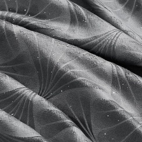 Grey Embossed Velvet Curtains 84 Inches Long 2 Panels Sprinkling Silver Flocked Curtains Glitter Rhinestone Grommet Room Darkening Noise Reduction Vintage Luxury Victorian Drapes for Bedroom, 52x84 in Saudi Arabia