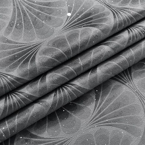 Grey Embossed Velvet Curtains 84 Inches Long 2 Panels Sprinkling Silver Flocked Curtains Glitter Rhinestone Grommet Room Darkening Noise Reduction Vintage Luxury Victorian Drapes for Bedroom, 52x84 in Saudi Arabia