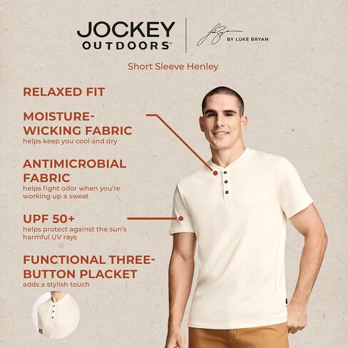 Jockey Outdoors Men's Casualwear Short Sleeve Henley in Kuwait
