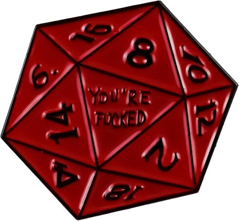 You’re F*ck Red D20 Dice Funny Edgy Gamer Enamel Pin, Natural 1 Critical Fail Dice Pin Brooch, Sarcastic Dark Humor Brooch Badge For DND Player, Funny Nerd Humor Lapel Badges, Sarcastic Geek Culture Gift, 20-Sided D20 Decorative Jewelry Accessory in Kuwait