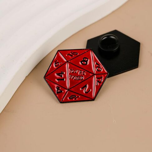 You’re F*ck Red D20 Dice Funny Edgy Gamer Enamel Pin, Natural 1 Critical Fail Dice Pin Brooch, Sarcastic Dark Humor Brooch Badge For DND Player, Funny Nerd Humor Lapel Badges, Sarcastic Geek Culture Gift, 20-Sided D20 Decorative Jewelry Accessory in Kuwait