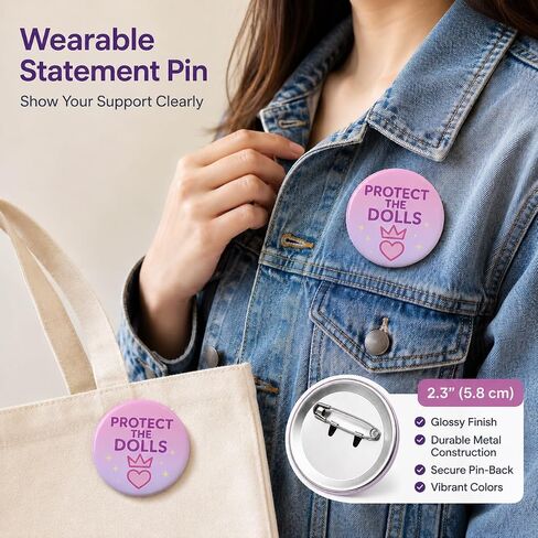 Protect the Dolls Fandom Button Pin Badge for Backpacks & Jackets | Vibrant Aesthetic Collectible | Large 2.3 inch (5.8 cm) Diameter | Single 1 Pack in Saudi Arabia