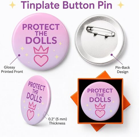Protect the Dolls Fandom Button Pin Badge for Backpacks & Jackets | Vibrant Aesthetic Collectible | Large 2.3 inch (5.8 cm) Diameter | Single 1 Pack in Saudi Arabia