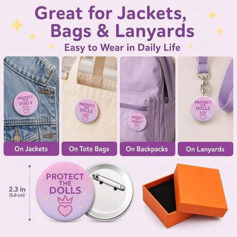 Protect the Dolls Fandom Button Pin Badge for Backpacks & Jackets | Vibrant Aesthetic Collectible | Large 2.3 inch (5.8 cm) Diameter | Single 1 Pack in Saudi Arabia