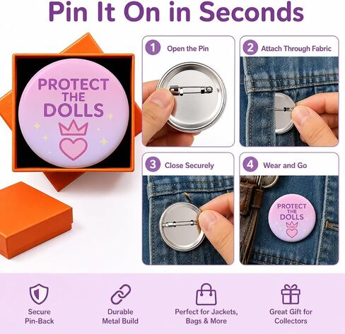 Protect the Dolls Fandom Button Pin Badge for Backpacks & Jackets | Vibrant Aesthetic Collectible | Large 2.3 inch (5.8 cm) Diameter | Single 1 Pack in Saudi Arabia