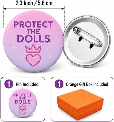 Protect the Dolls Fandom Button Pin Badge for Backpacks & Jackets | Vibrant Aesthetic Collectible | Large 2.3 inch (5.8 cm) Diameter | Single 1 Pack in Saudi Arabia