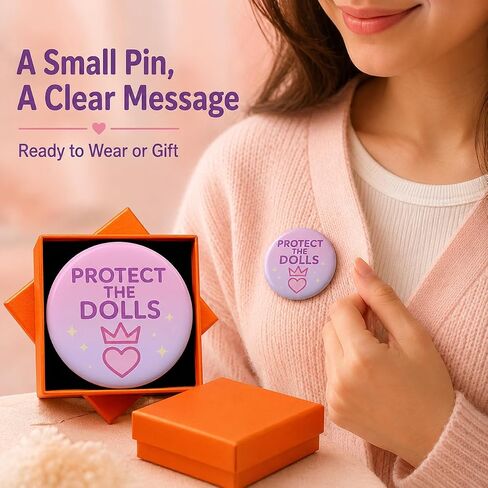 Protect the Dolls Fandom Button Pin Badge for Backpacks & Jackets | Vibrant Aesthetic Collectible | Large 2.3 inch (5.8 cm) Diameter | Single 1 Pack in Saudi Arabia