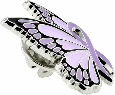PinMart's Lavender Ribbon Butterfly Pin - Awareness Ribbon Enamel Pin in Kuwait
