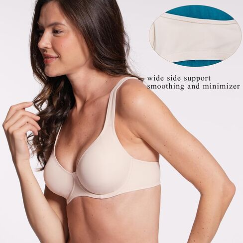 Minimizer Bras for Women Full Coverage Comfort T-Shirt Unlined Bra with Underwire Seamless Cups 34C - 44C in Kuwait