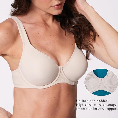 Minimizer Bras for Women Full Coverage Comfort T-Shirt Unlined Bra with Underwire Seamless Cups 34C - 44C in Kuwait