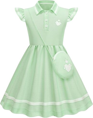 Toddler Polo Dress Girls Summer Dresses Sporty Causal School Holiday Beach Sundress with Bag 3-8Y in Saudi Arabia