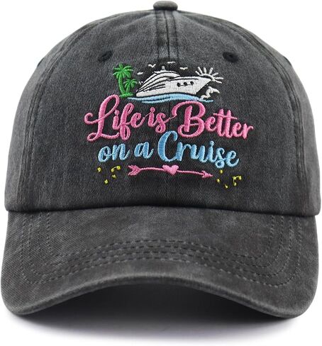Life is Better on a Cruise Hats for Women Men, Adjustable Cotton Embroidered Boat Captain Baseball Cap in Saudi Arabia