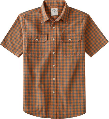 Dubinik® Mens Button Down Short Sleeve Shirt with Double Pockets,Workwear Refreshing and Casual Plaid Shirts for Men in Saudi Arabia