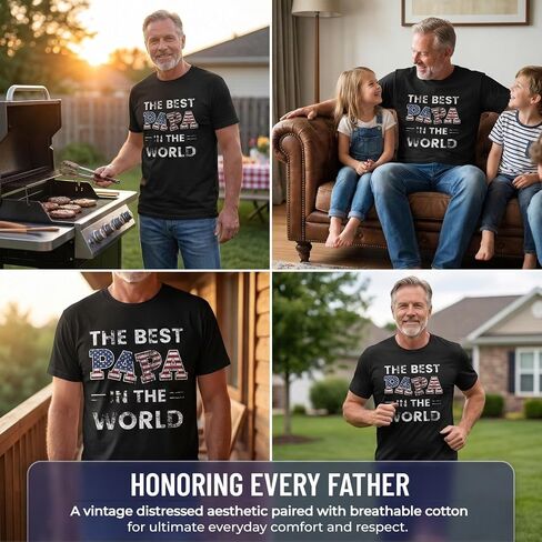 Papa Shirt, Graphic Tees Men, Worlds Best Papa Shirt, Pure Cotton Soft Funny Tshirts, Tee in Kuwait