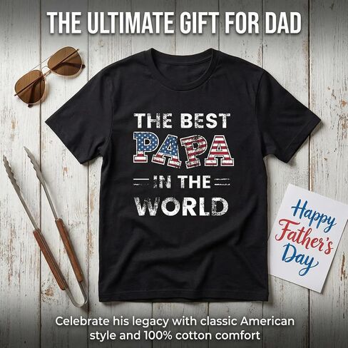 Papa Shirt, Graphic Tees Men, Worlds Best Papa Shirt, Pure Cotton Soft Funny Tshirts, Tee in Kuwait