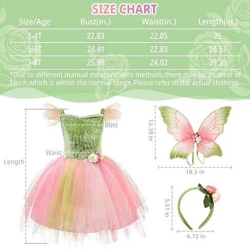 DJDLPARTY Fairy Costume for Girls 4-8Y, Toddler Kids Butterfly Costume Set with Dresses Wings Headband for Halloween Cosplay in Saudi Arabia