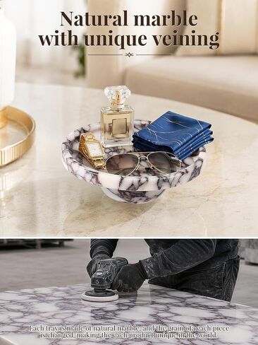 Natural Marble Tray with Legs, 7 Inch Round Marble Tray for Bathroom Counter, Vanity Perfume Decorative Tray for Candle, Jewelry & Keys Catchall for Coffee Table Decor, Living Room, Entryway in Saudi Arabia
