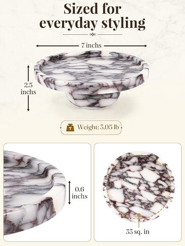 Natural Marble Tray with Legs, 7 Inch Round Marble Tray for Bathroom Counter, Vanity Perfume Decorative Tray for Candle, Jewelry & Keys Catchall for Coffee Table Decor, Living Room, Entryway in Saudi Arabia