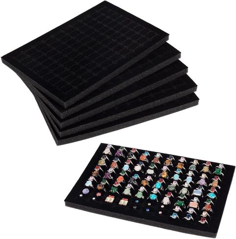 UNICRAFTALE 6Pcs White Sponge Ring Insert 100 Slot Jewelry Box Foam Insert Mat Pad Rec Earring Organizer Tray for Counter Display Home Storage 7.16x11.1x0.47Inch in Kuwait