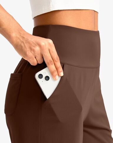 G Gradual Women's Bermuda Long Shorts with Pockets 7" High Waisted Knee Length Shorts for Women Walking Athletic Workout(Espresso-L7,L) in Kuwait