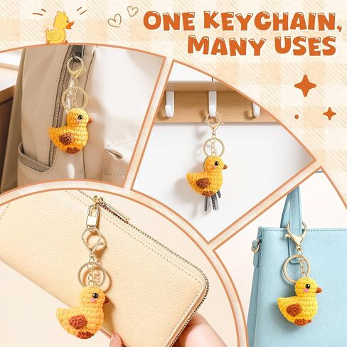 Qallicon Handmade Crochet Duck Keychain for Mom Dad Friend Teacher, Positive Thank You Gifts, I Love You Gift for Her Him in Saudi Arabia
