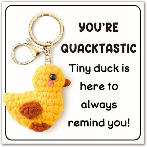 Qallicon Handmade Crochet Duck Keychain for Mom Dad Friend Teacher, Positive Thank You Gifts, I Love You Gift for Her Him in Saudi Arabia