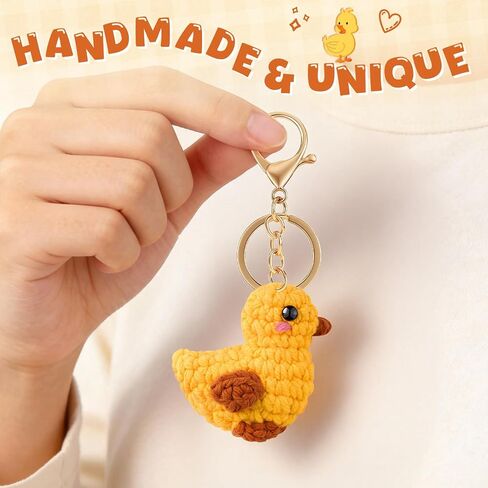 Qallicon Handmade Crochet Duck Keychain for Mom Dad Friend Teacher, Positive Thank You Gifts, I Love You Gift for Her Him in Saudi Arabia