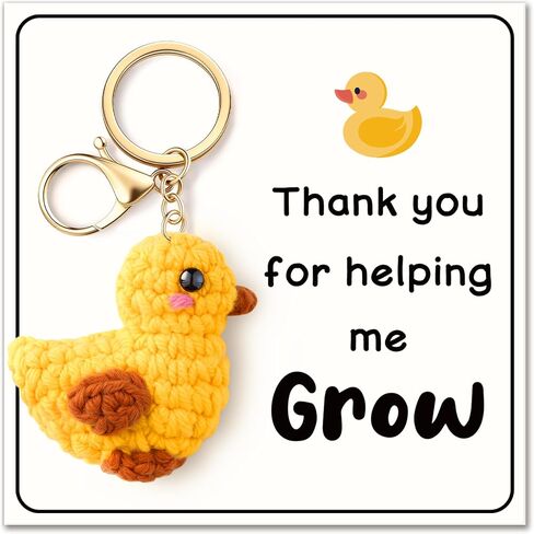 Qallicon Handmade Crochet Duck Keychain for Mom Dad Friend Teacher, Positive Thank You Gifts, I Love You Gift for Her Him in Saudi Arabia