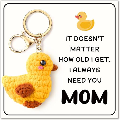 Qallicon Handmade Crochet Duck Keychain for Mom Dad Friend Teacher, Positive Thank You Gifts, I Love You Gift for Her Him in Saudi Arabia
