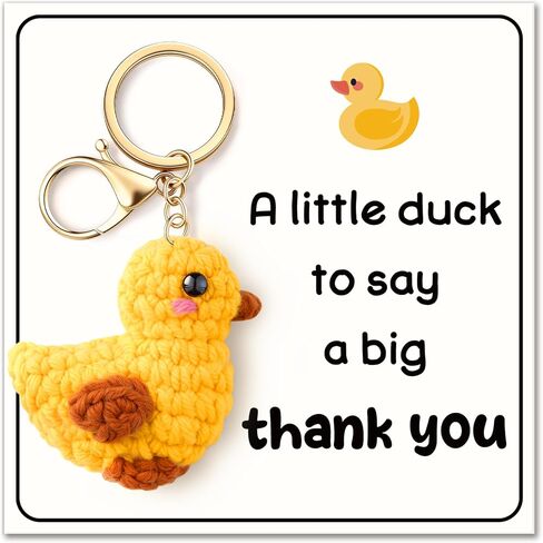 Qallicon Handmade Crochet Duck Keychain for Mom Dad Friend Teacher, Positive Thank You Gifts, I Love You Gift for Her Him in Saudi Arabia