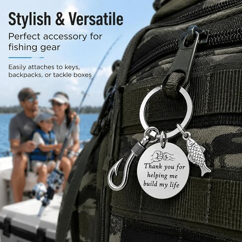 Fathers Day Dad Gifts,Funny Fishing Keychain for Dad/Stepdad,Dad Gifts from Daughter/Wife/Son,Cruise Essentials 2026 (Thank you for helping me build my life) in Saudi Arabia