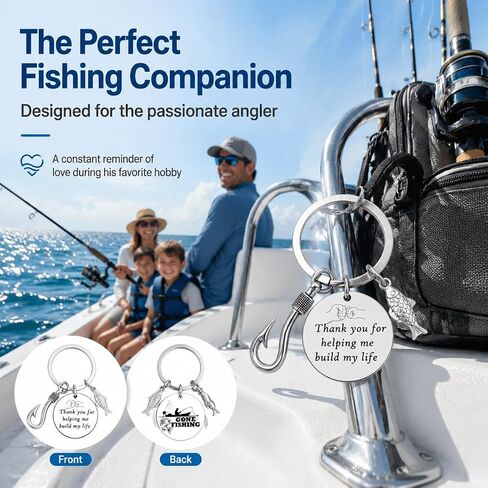 Fathers Day Dad Gifts,Funny Fishing Keychain for Dad/Stepdad,Dad Gifts from Daughter/Wife/Son,Cruise Essentials 2026 (Thank you for helping me build my life) in Saudi Arabia