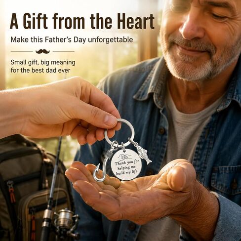 Fathers Day Dad Gifts,Funny Fishing Keychain for Dad/Stepdad,Dad Gifts from Daughter/Wife/Son,Cruise Essentials 2026 (Thank you for helping me build my life) in Saudi Arabia