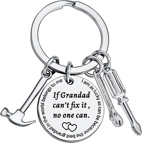 BESPMOSP Grandad Keychain Grandpa Gifts From Grandson Granddaughter Birthday Gift Keyring Father's Day Gift For Granddad Grandfather Funny Gifts For Men Grandpa Gifts Keyring（If grandad） in Kuwait